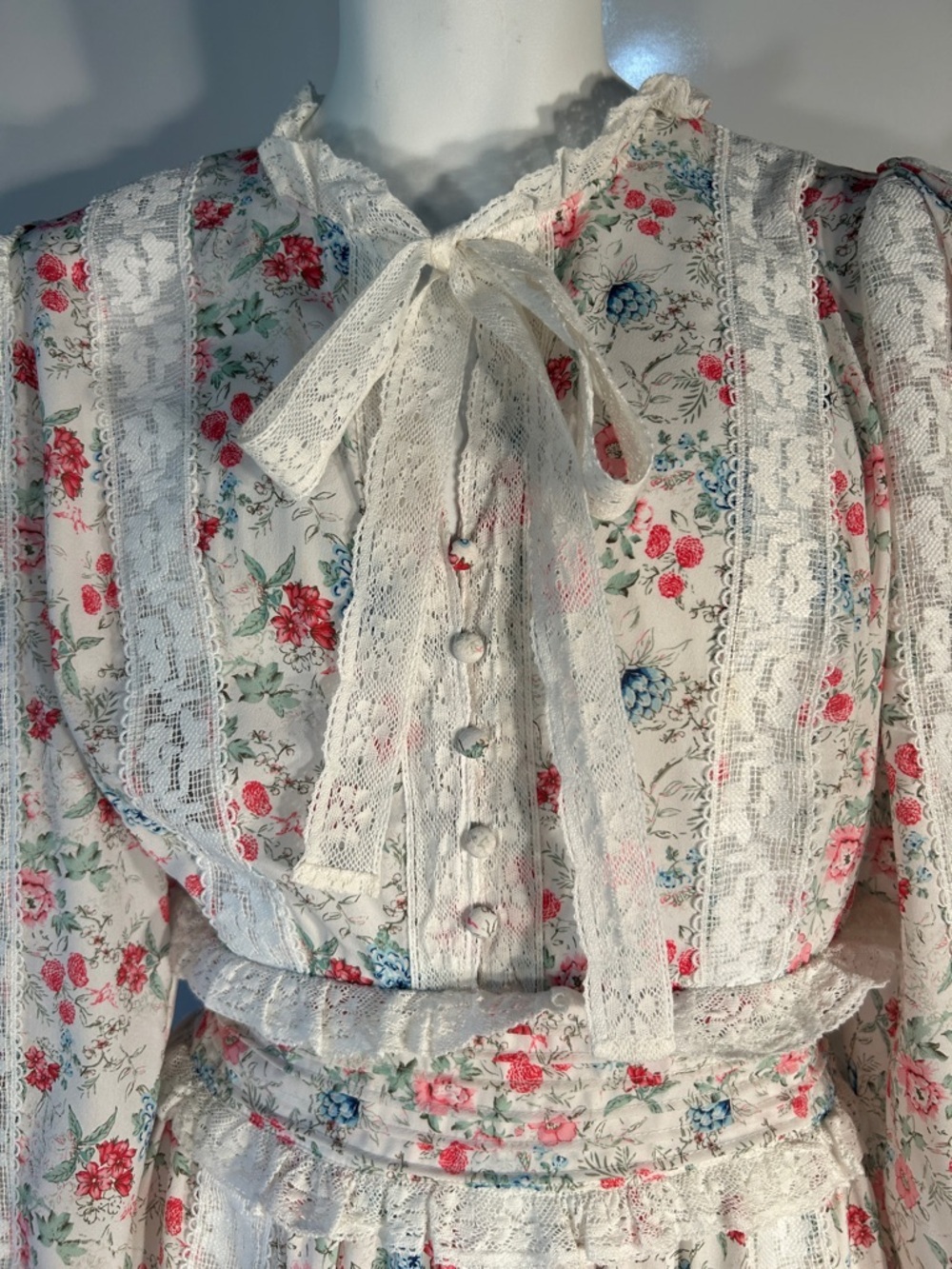 Anthropologie Stellah SZ L White Floral Dress Romantic Cottage Boho Coquette - Picture 6 of 16